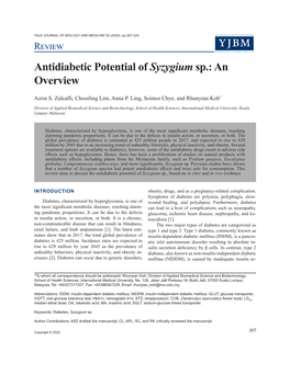 Antidiabetic Potential of Syzygium Sp.: an Overview