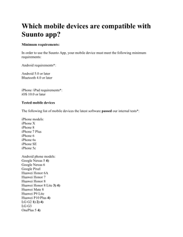 Which Mobile Devices Are Compatible with Suunto App?