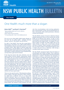One Health: Much More Than a Slogan