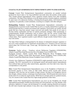 Coastal Plain Semipermanent Impoundment (Open Water Subtype)