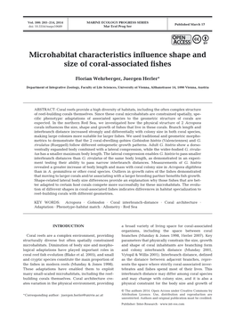 Microhabitat Characteristics Influence Shape and Size of Coral-Associated Fishes