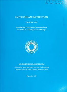 Smithsonian Institution Fiscal Year ... Justification of Estimates Of