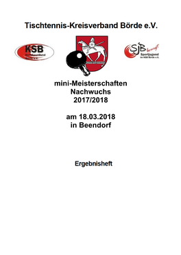 Mini-Meisterschaften Nachwuchs 2017/2018 Am 18.03.2018 In