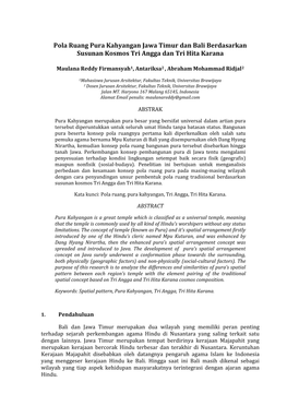 Pola Ruang Pura Kahyangan Jawa Timur Dan Bali Berdasarkan Susunan Kosmos Tri Angga Dan Tri Hita Karana