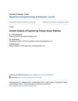 Content Analysis of Engineering College Library Websites