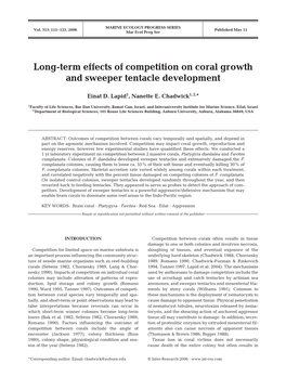 Long-Term Effects of Competition on Coral Growth and Sweeper Tentacle Development