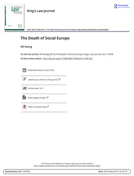 The Death of Social Europe