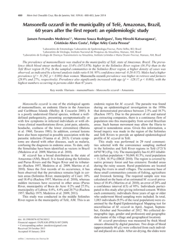 Mansonella Ozzardi in the Municipality of Tefé, Amazonas, Brazil, 60 Years After the First Report: an Epidemiologic Study