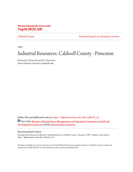 Caldwell County Industrial Reports for Kentucky Counties