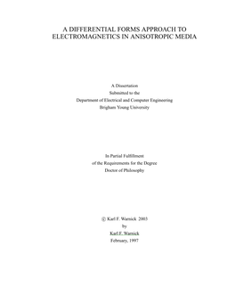 A Differential Forms Approach to Electromagnetics in Anisotropic Media