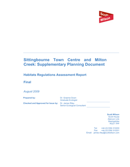 Sittingbourne Town Centre and Milton Creek: Supplementary Planning Document
