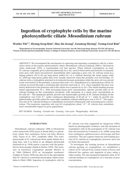 Ingestion of Cryptophyte Cells by the Marine Photosynthetic Ciliate Mesodinium Rubrum