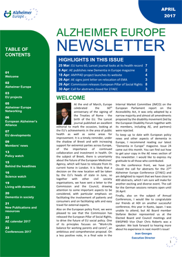 NEWSLETTER CONTENTS HIGHLIGHTS in THIS ISSUE 25 Mar: EU Turns 60, Lancet Journal Looks at Its Health Record 7