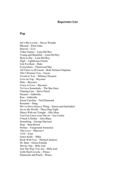 Repertoire List