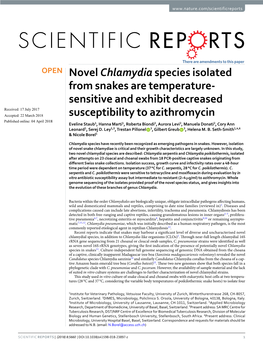 Novel Chlamydia Species Isolated from Snakes Are Temperature