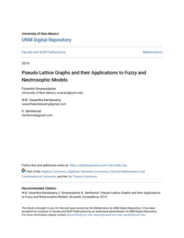 Pseudo Lattice Graphs and Their Applications to Fuzzy and Neutrosophic Models