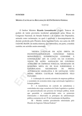 01/10/2020 VOTOO Senhor Ministro Ricardo Lewandowski