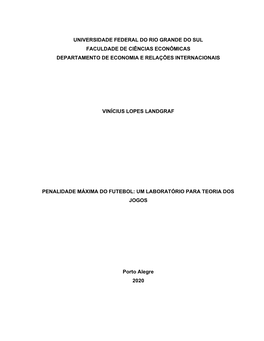 Universidade Federal Do Rio Grande Do Sul Faculdade De Ciências Econômicas Departamento De Economia E Relações Internacionais