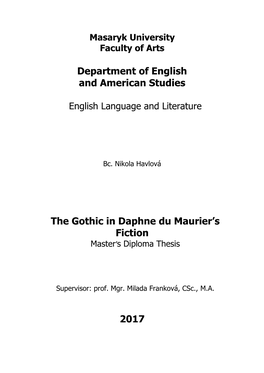 The Gothic in Daphne Du Maurier's Fiction