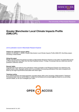 Greater Manchester Local Climate Impacts Profile (GMLCIP)