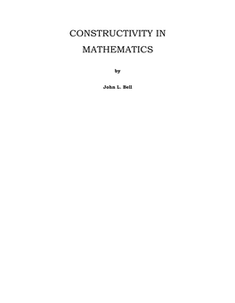 Constructivity in Mathematics