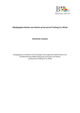 Wijzigingsplan Ruimte Voor Ruimte Op Het Perceel Turfweg 3-5, Winde