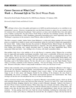 Work Vs. Personal Life in the Devil Wears Prada