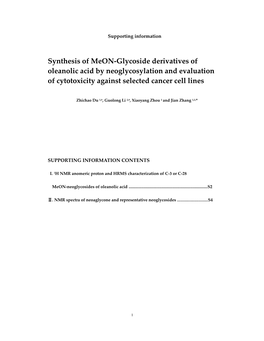 Synthesis of Meon-Glycoside Derivatives of Oleanolic Acid By