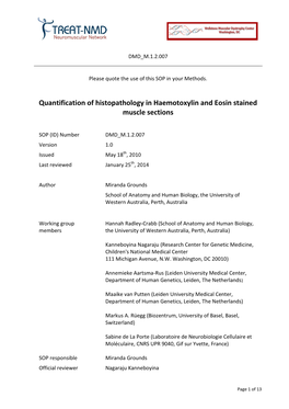 Quantification of Histopathology in Haemotoxylin and Eosin Stained Muscle Sections