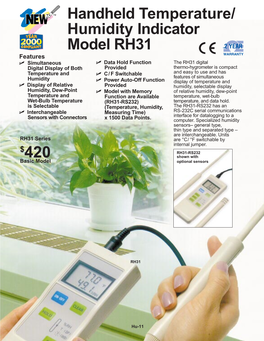 Handheld Temperature/ Humidity Indicator Model RH31