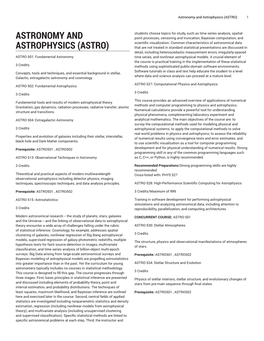 Astronomy and Astrophysics (ASTRO) 1