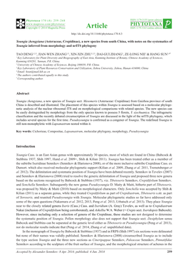 Youngia Zhengyiana (Asteraceae, Crepidinae), a New Species from South China, with Notes on the Systematics of Youngia Inferred from Morphology and Nrits Phylogeny