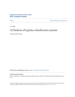 A Database of Typeface Classification Systems Anthony Kllc Di Pietro