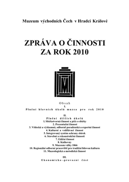 Zpráva O Činnosti Za Rok 2010