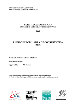 Rhinog Special Area of Conservation (Aca)