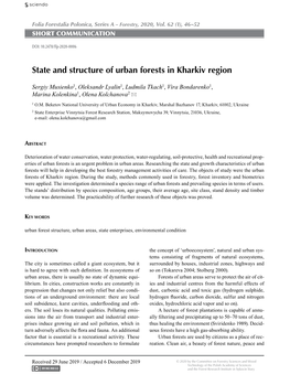 State and Structure of Urban Forests in Kharkiv Region