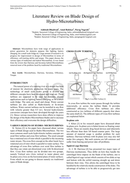 Literature Review on Blade Design of Hydro-Microturbines