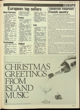 MUSIC WEEK DECEMBER 25, 1976 D P N European Top Sellers Lies