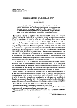 Neighborhoods of Algebraic Sets1 by Alan H