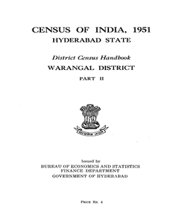 District Census Handbook, Warangal, Part II