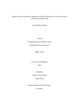 Long-Term Consequences of Police Encounters and Arrests for African American and White Youth