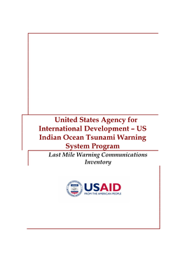 US Indian Ocean Tsunami Warning System Program Last Mile Warning Communications Inventory