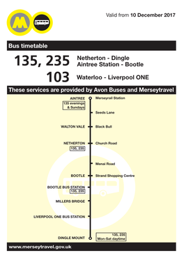 135 Bootle - Aintree Station Merseytravel Bus Service