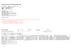 Past Performance of the Nominated Horses
