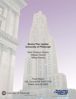 Master Plan Update University of Pittsburgh East Campus District