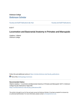 Locomotion and Basicranial Anatomy in Primates and Marsupials