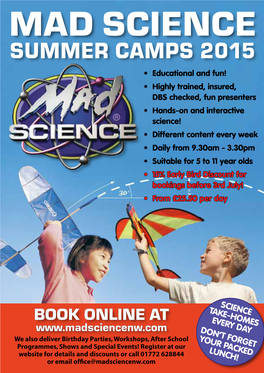 SUMMER CAMPS 2015 Venues and Dates BOOK ONLINE AT