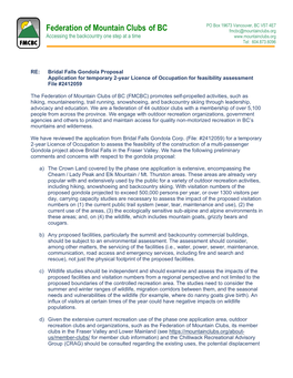 Bridal Falls Gondola Proposal File