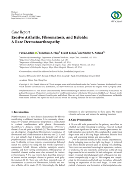 Case Report Erosive Arthritis, Fibromatosis, and Keloids: a Rare Dermatoarthropathy