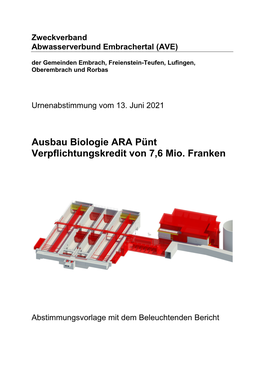 Ausbau Biologie ARA Pünt Verpflichtungskredit Von 7,6 Mio